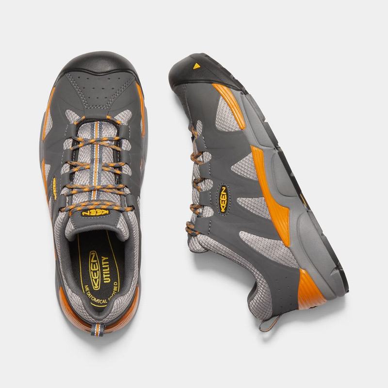 Keen San Antonio Aluminum Toe Mens Work Shoes Grey/Orange Stockists NZ (6085-AMLBN)